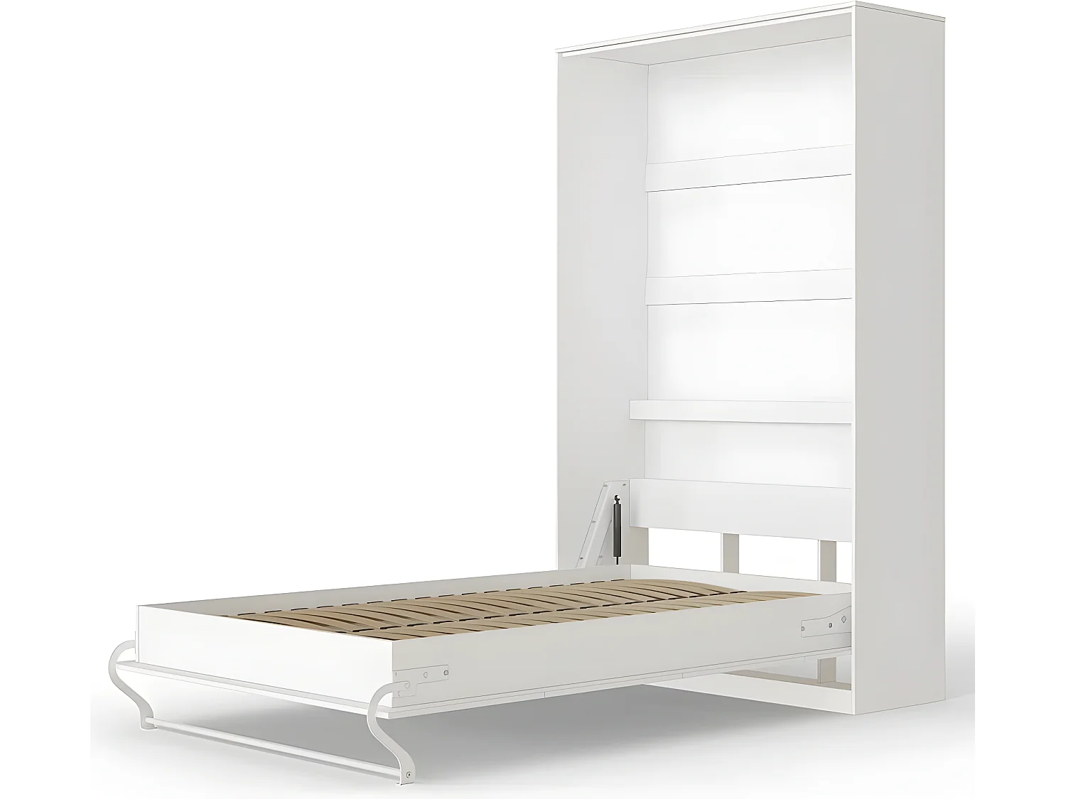 Armoire Lit escamotable 120x200cm Vertical Lit Rabattable Lit Mural Supérieur Blanc/blanc