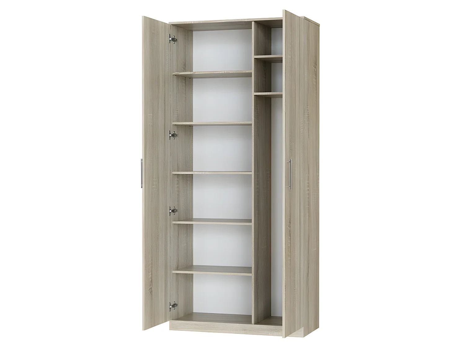 Lit escamotable +2 Placards Vertical 140x200+(80x2)cm Lit Rabattable Lit Mural Standard Chêne Sonoma /Chêne Sonoma