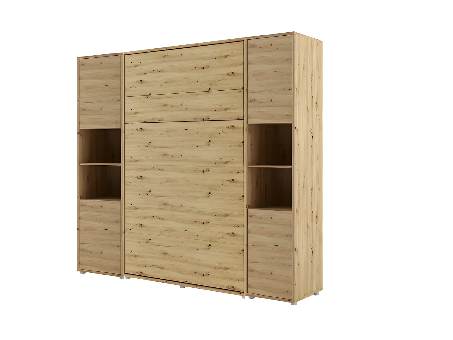Lenart Armoire Lit escamotable +2 Placards Vertical 120x200 cm Chêne artisan Lit Rabattable Lit Mural"Consus"
