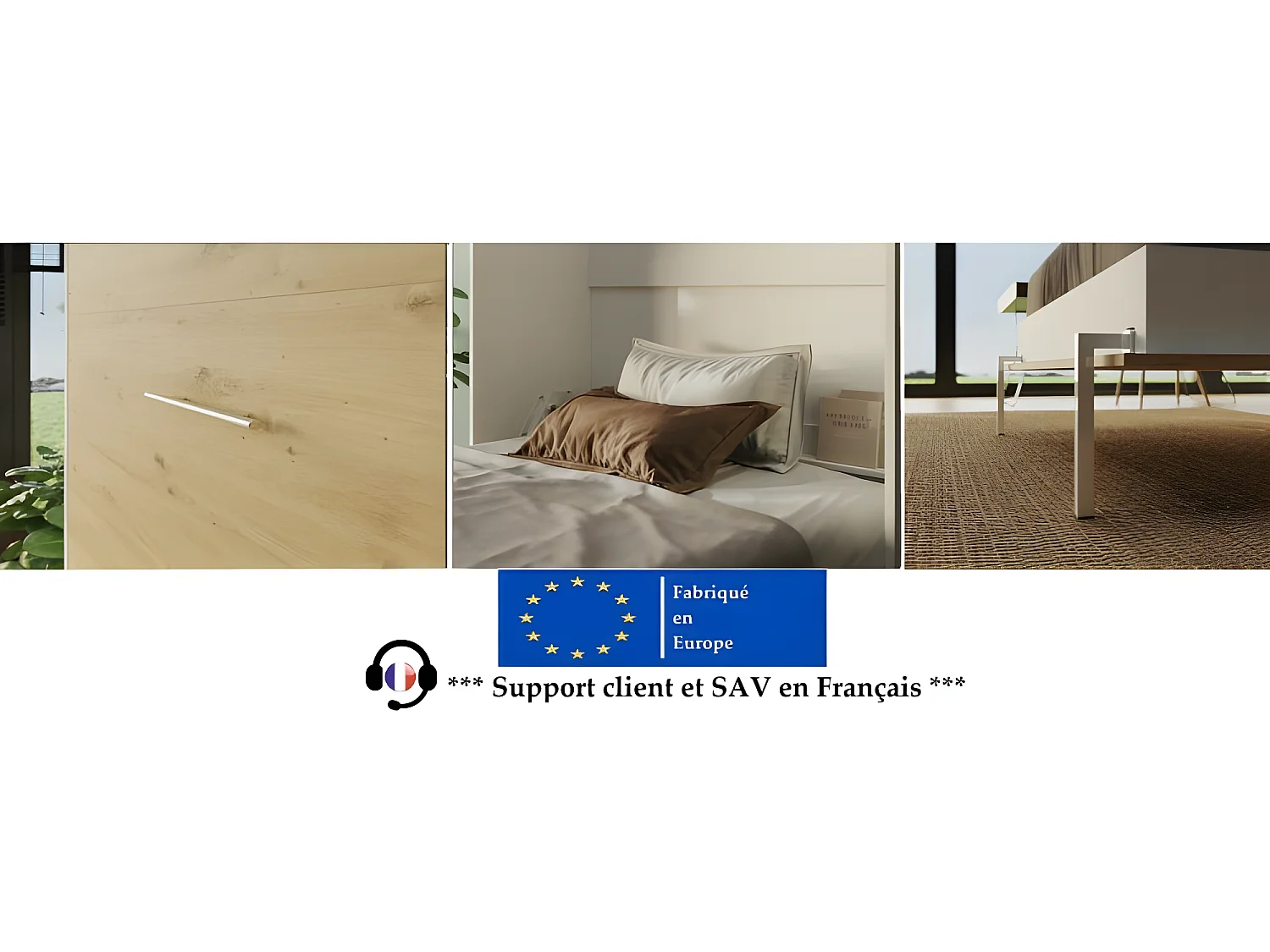 Armoire Lit escamotable 140x200cm Blanc/Chêne Sauvage Vertical Lit Rabattable Lit Mural C*Adore