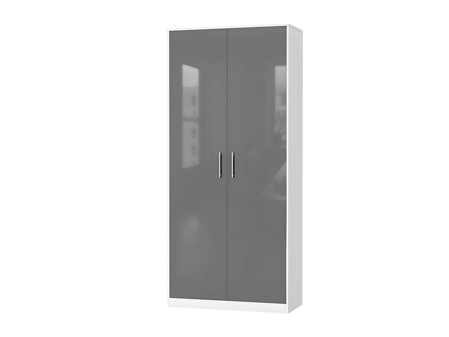Lit escamotable +2 Placards Vertical 90x200+(80x2)cm Lit Rabattable Lit Mural Standard Blanc/Anthracite Brillant