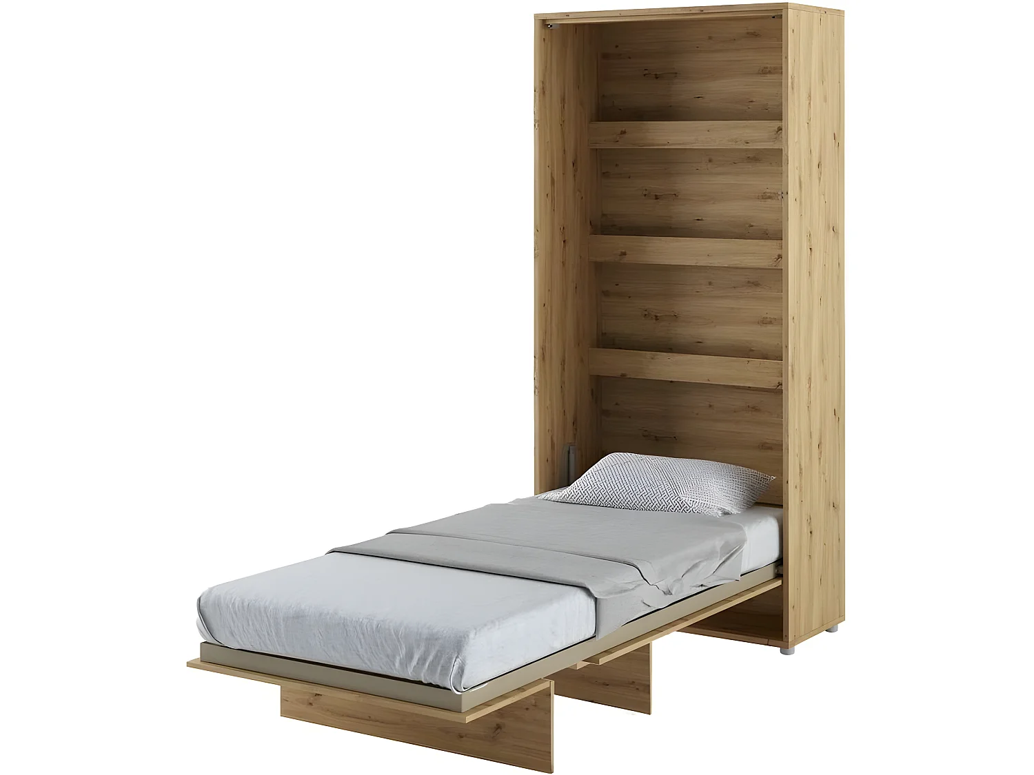 Lenart Armoire Lit escamotable +2 Placards Vertical 90x200 cm Chêne artisan Lit Rabattable Lit Mural"Consus"