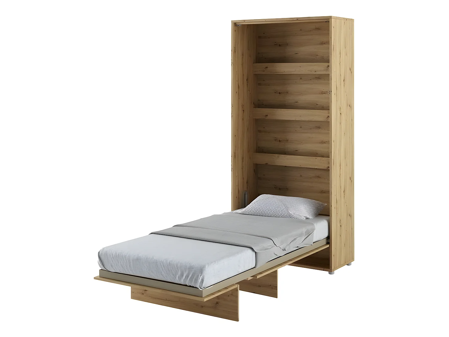 Lenart Armoire Lit escamotable +2 Placards Vertical 90x200 cm Chêne artisan Lit Rabattable Lit Mural"Consus"