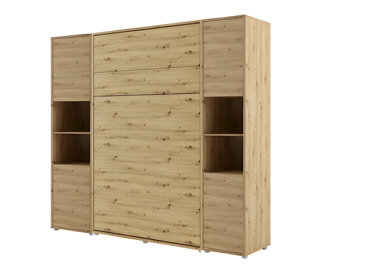 Lenart Armoire Lit escamotable +2 Placards Vertical 90x200 cm Chêne artisan Lit Rabattable Lit Mural"Consus"