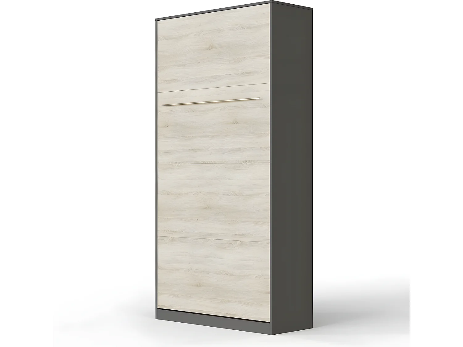 Lit escamotable +2 Placards Vertical 90x200+(50x2)cm Lit Rabattable Lit Mural Standard Anthracite/Chêne Sonoma