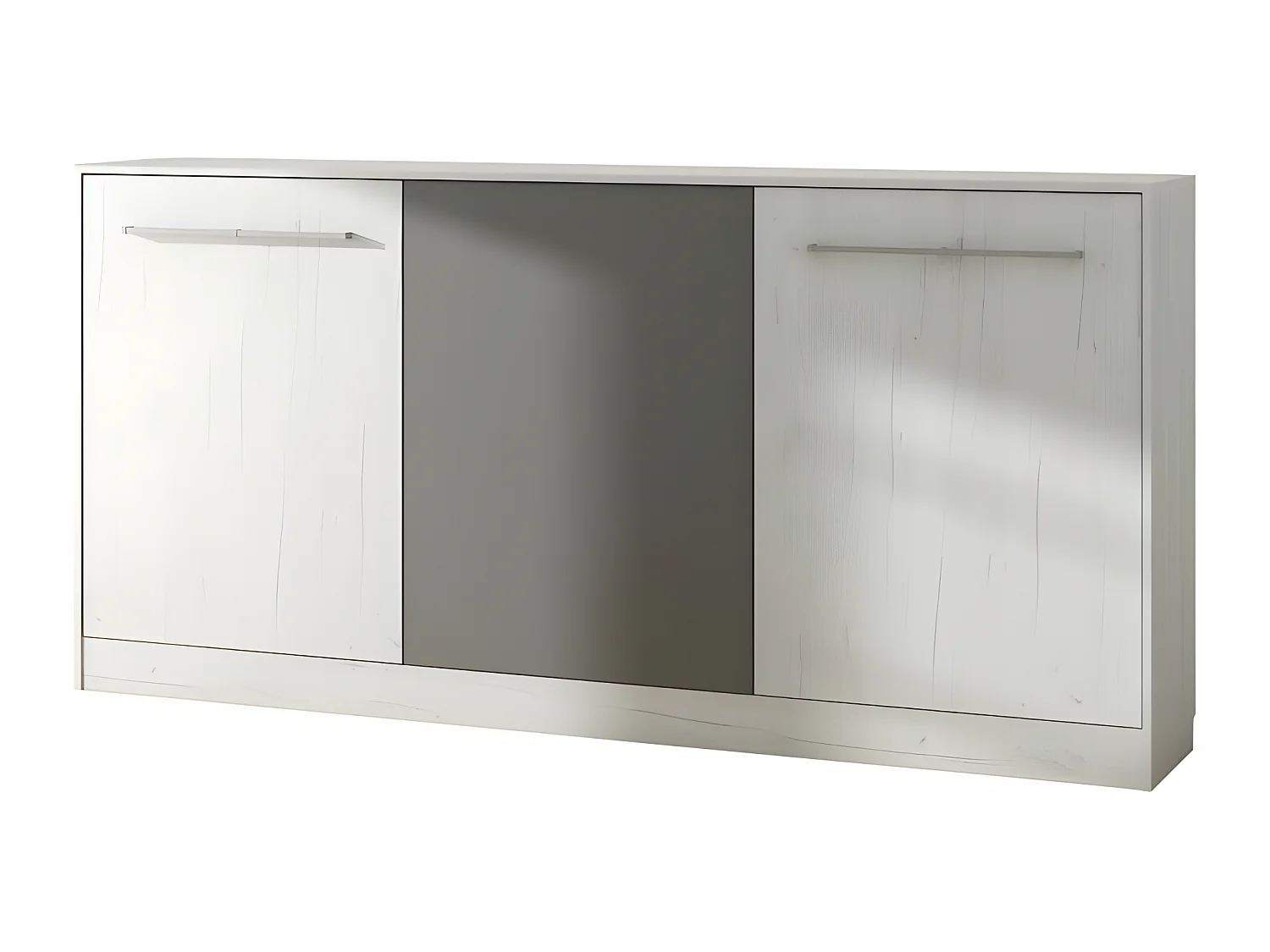 Armoire Lit escamotable Horizontal 90x200 cm Blanc artisan/Graphite Lit Rabattable Lit Mural Roddy