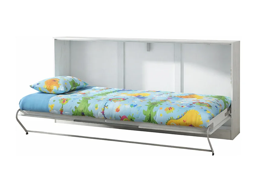Armoire Lit escamotable Horizontal 90x200 cm Blanc artisan/Graphite Lit Rabattable Lit Mural Roddy