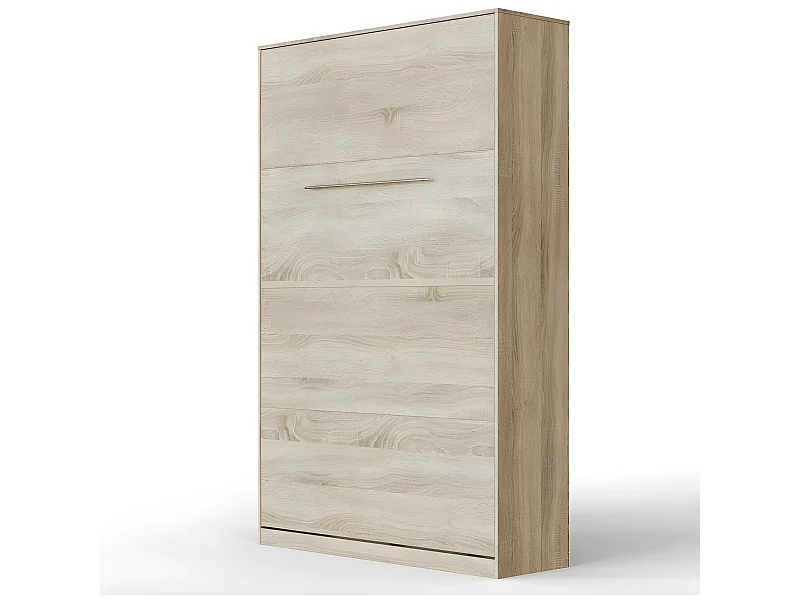 Armoire Lit escamotable 120x200cm Vertical Lit Rabattable Lit Mural Supérieur Chêne Sonoma /Chêne Sonoma