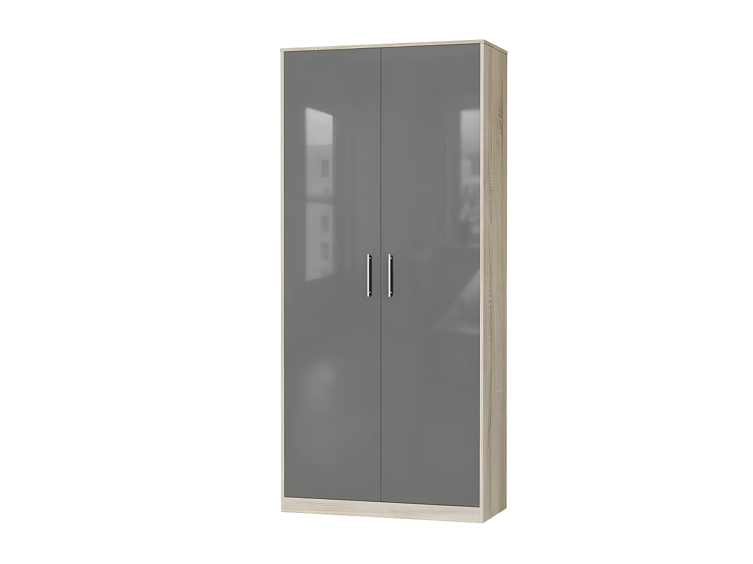 Lit escamotable +2 Placards Vertical 90x200+(100x2)cm Lit Rabattable Lit Mural Standard Chêne Sonoma/Anthracite brillant