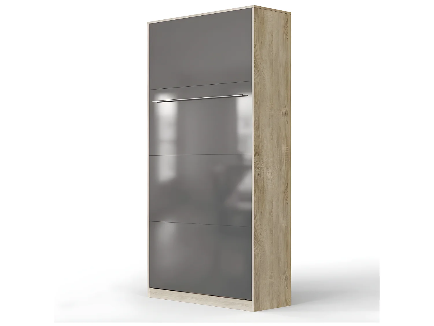 Lit escamotable +2 Placards Vertical 90x200+(100x2)cm Lit Rabattable Lit Mural Standard Chêne Sonoma/Anthracite brillant