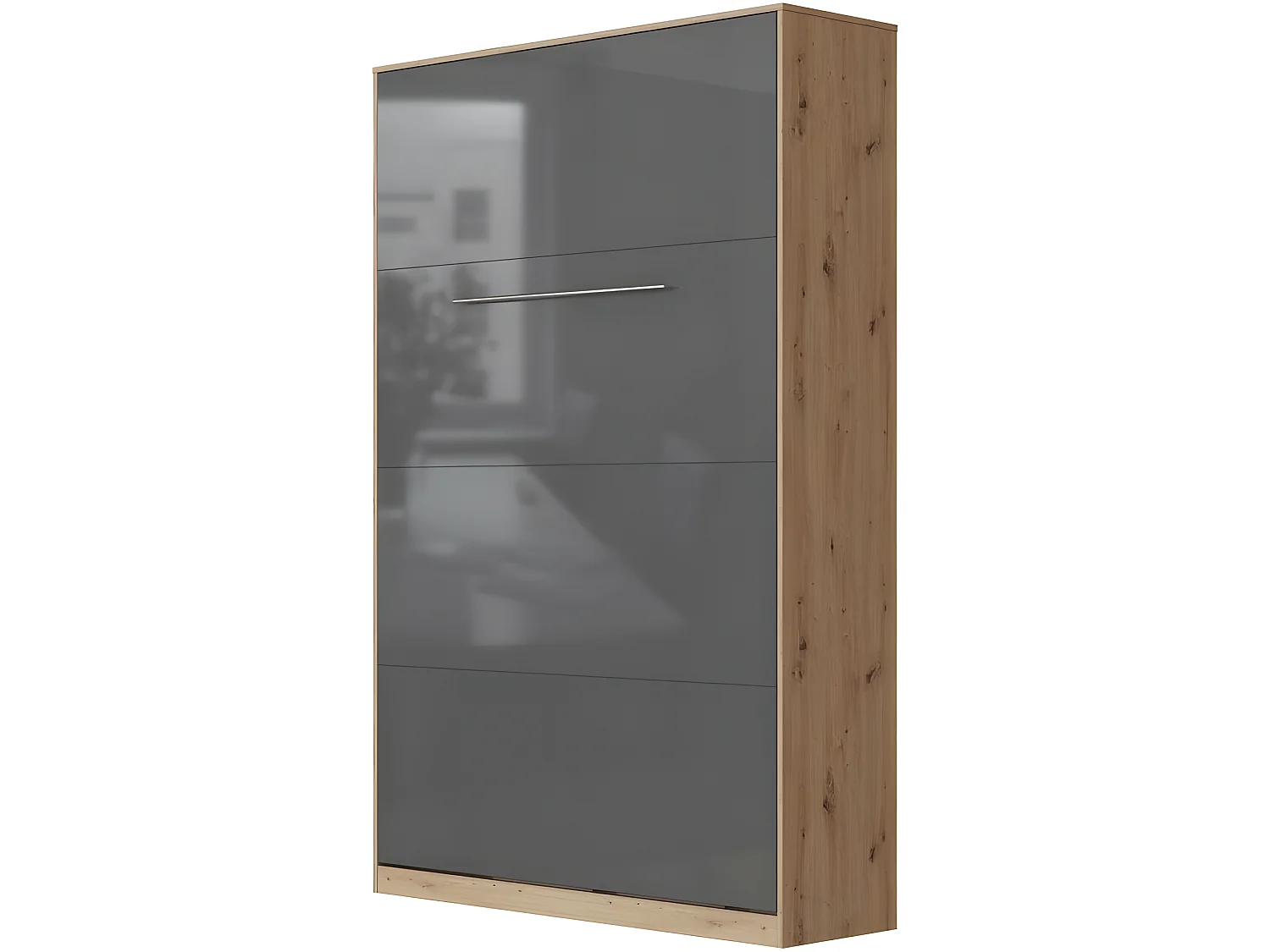 Armoire Lit escamotable 120x200cm Vertical Lit Rabattable Lit Mural Supérieur Chêne Sauvage/Anthracite brillant