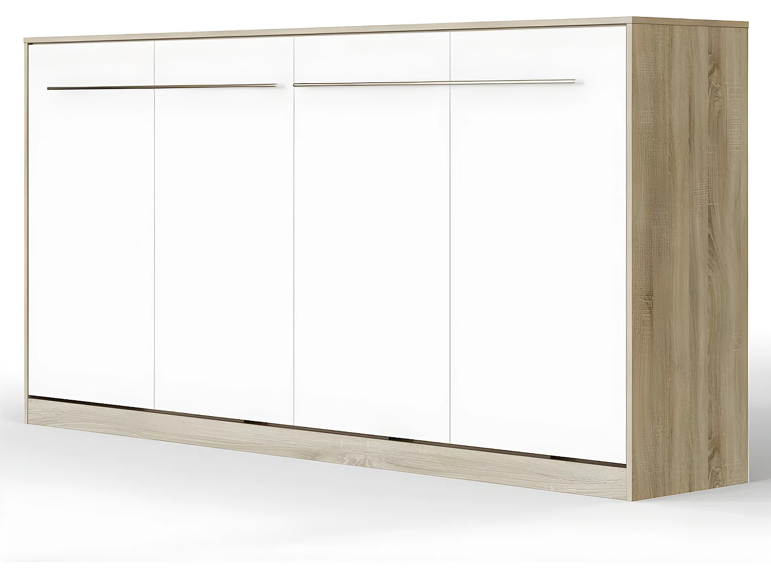 Armoire Lit escamotable 90x200cm Supérieur Horizontal Lit Rabattable Lit Mural Chêne Sonoma/Blanc