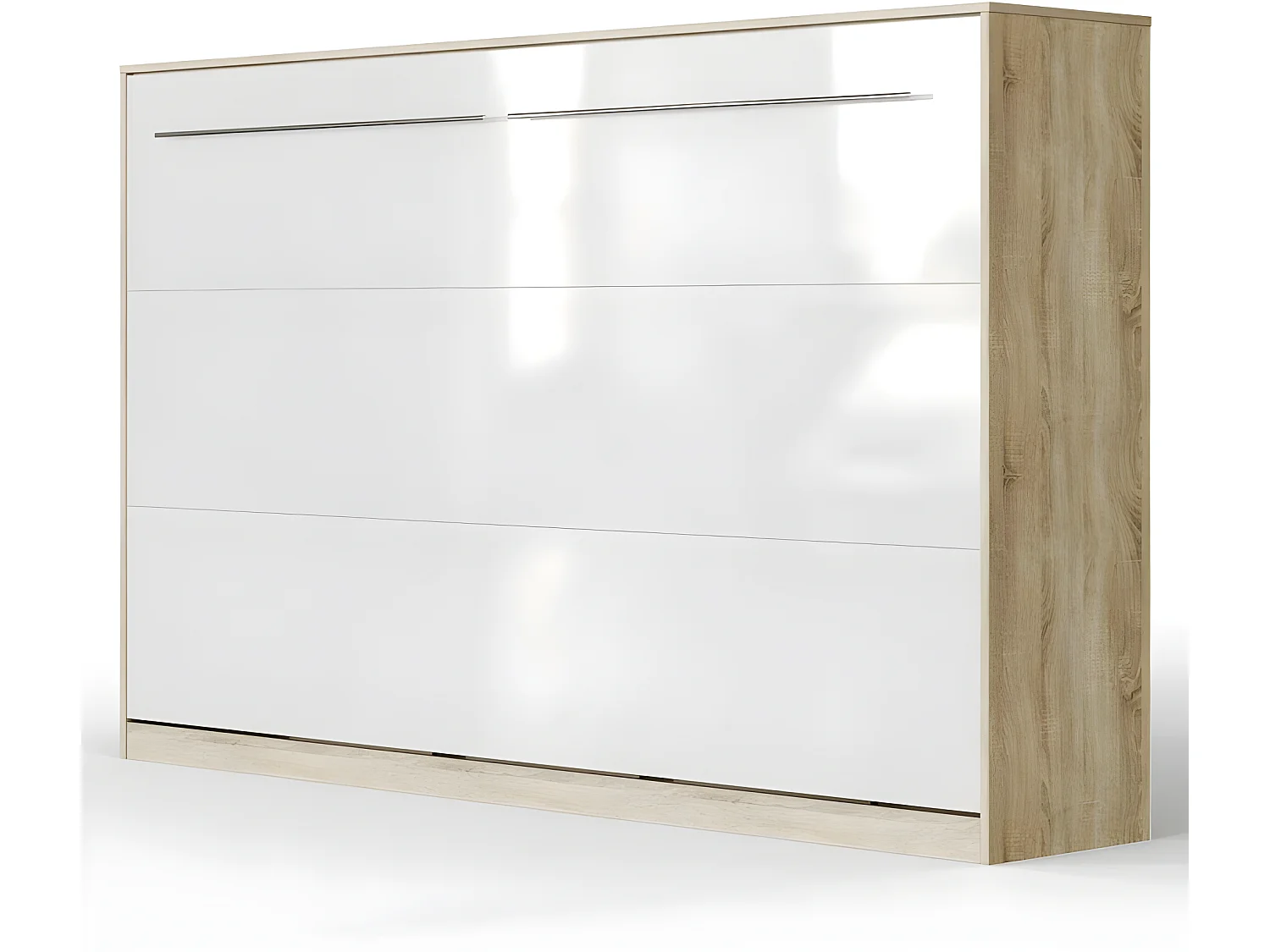 Armoire Lit escamotable 120x200cm Supérieur Horizontal Lit Rabattable Lit Mural Chêne Sonoma/Blanc brillant