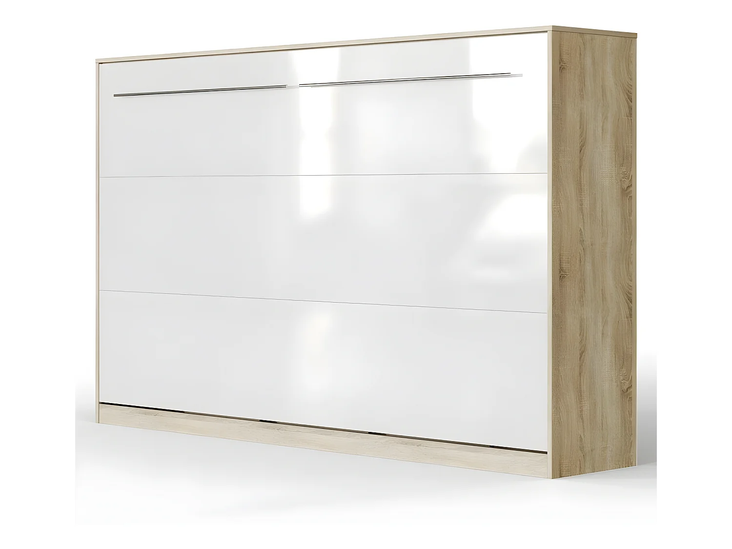 Armoire Lit escamotable 120x200cm Supérieur Horizontal Lit Rabattable Lit Mural Chêne Sonoma/Blanc brillant