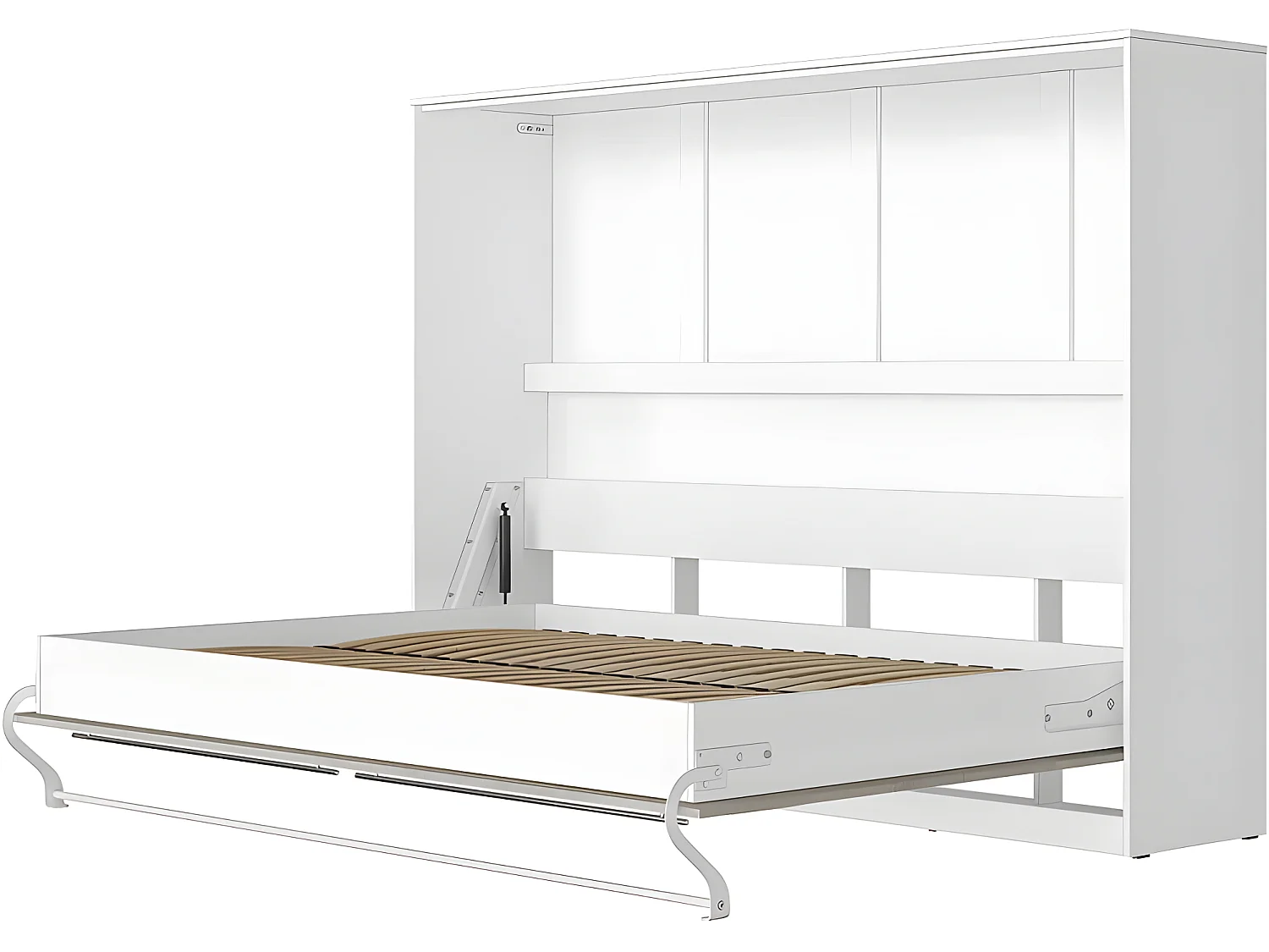 Armoire Lit escamotable 140x200cm Supérieur Horizontal Lit Rabattable Lit Mural Blanc/Béton