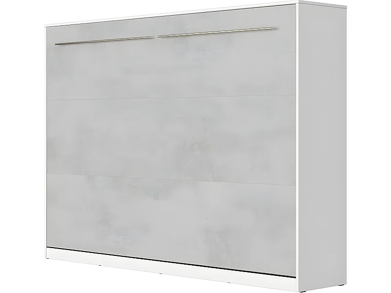 Armoire Lit escamotable 140x200cm Supérieur Horizontal Lit Rabattable Lit Mural Blanc/Béton