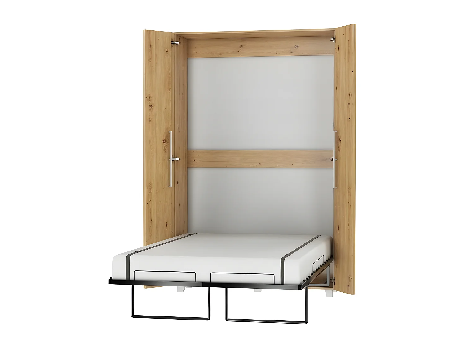 Armoire Lit escamotable Vertical 120x200 cm Chêne Artisan avec porte Lit Rabattable Lit Mural Todor