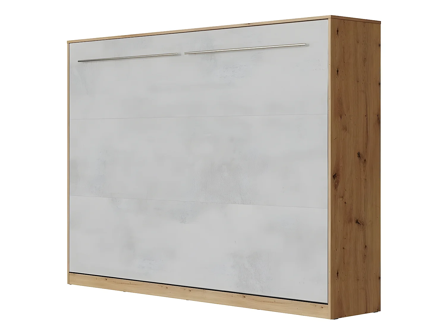 Armoire Lit escamotable 140x200cm Supérieur Horizontal Lit Rabattable Lit Mural Chêne Sauvage/Béton