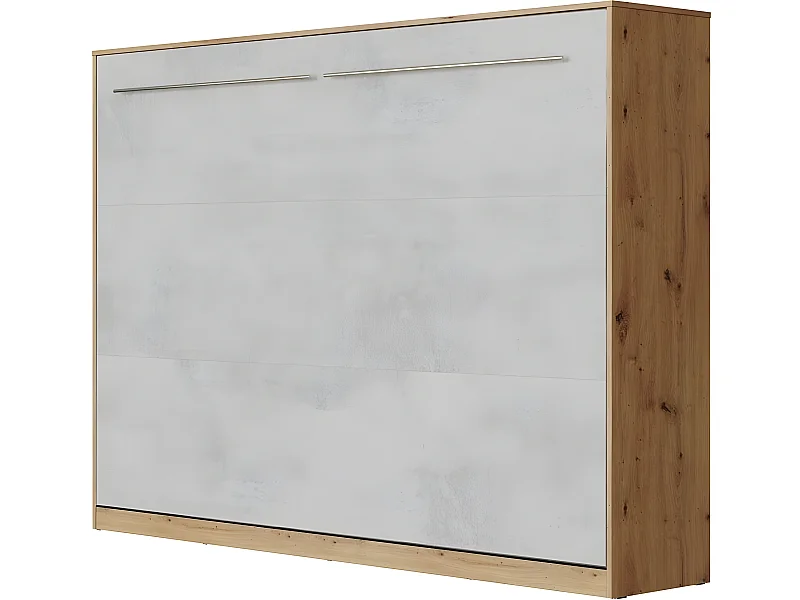 Armoire Lit escamotable 140x200cm Supérieur Horizontal Lit Rabattable Lit Mural Chêne Sauvage/Béton