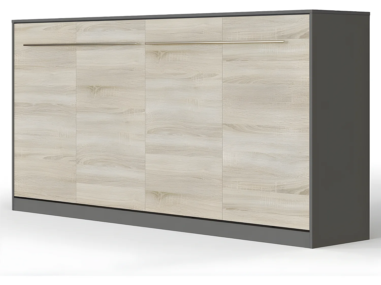 Armoire Lit escamotable 90x200cm Supérieur Horizontal Lit Rabattable Lit Mural Blanc /Chêne Sonoma