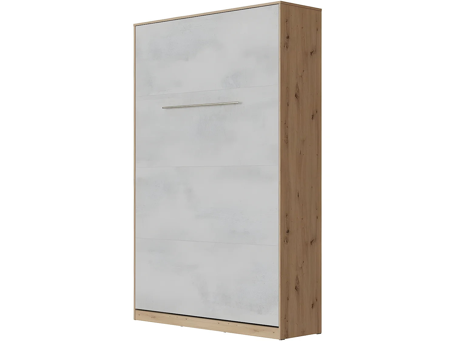 Armoire Lit escamotable 120x200cm Vertical Lit Rabattable Lit Mural Supérieur Chêne Sauvage/Béton