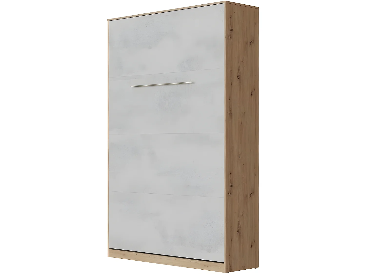 Armoire Lit escamotable 120x200cm Vertical Lit Rabattable Lit Mural Supérieur Chêne Sauvage/Béton