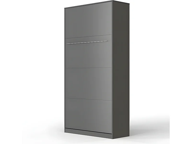 Armoire Lit escamotable 90x200cm Vertical Lit Rabattable Lit Mural Supérieur Anthracite/Anthracite