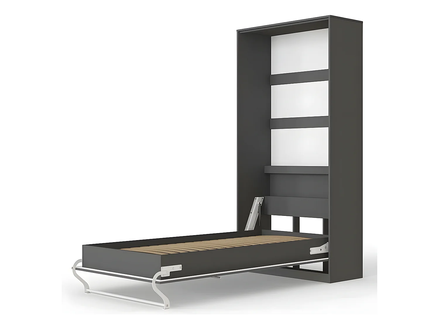 Armoire Lit escamotable 90x200cm Vertical Lit Rabattable Lit Mural Supérieur Anthracite/Anthracite