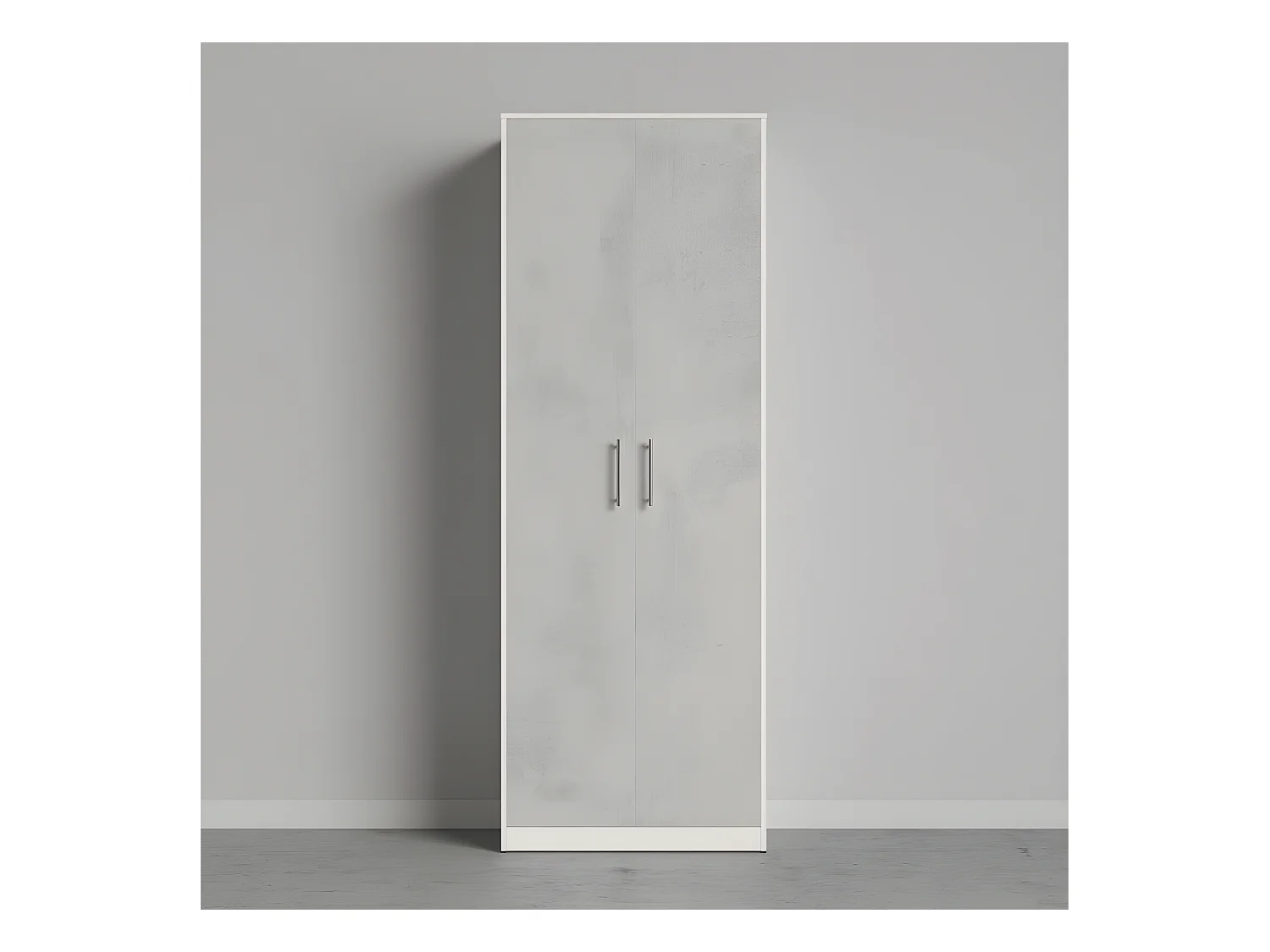 Lit escamotable +2 Placards Vertical 90x200+(80x2)cm Lit Rabattable Lit Mural Standard Blanc/Béton