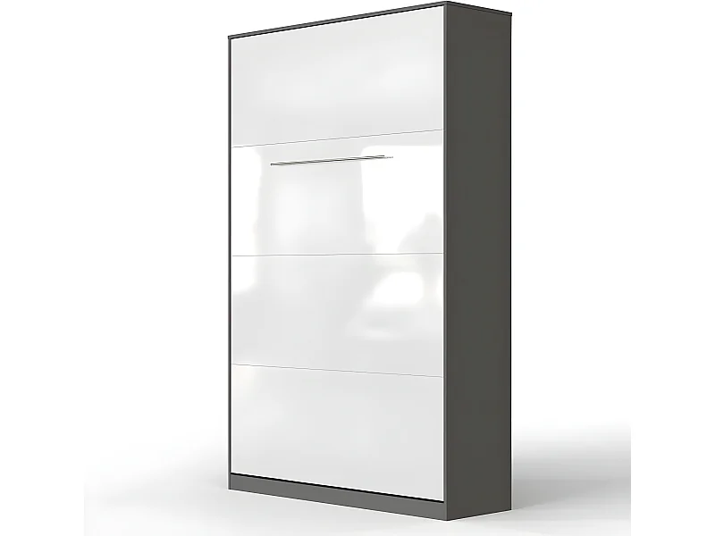Armoire Lit escamotable 120x200cm Vertical Lit Rabattable Lit Mural Supérieur Anthracite/blanc brillant