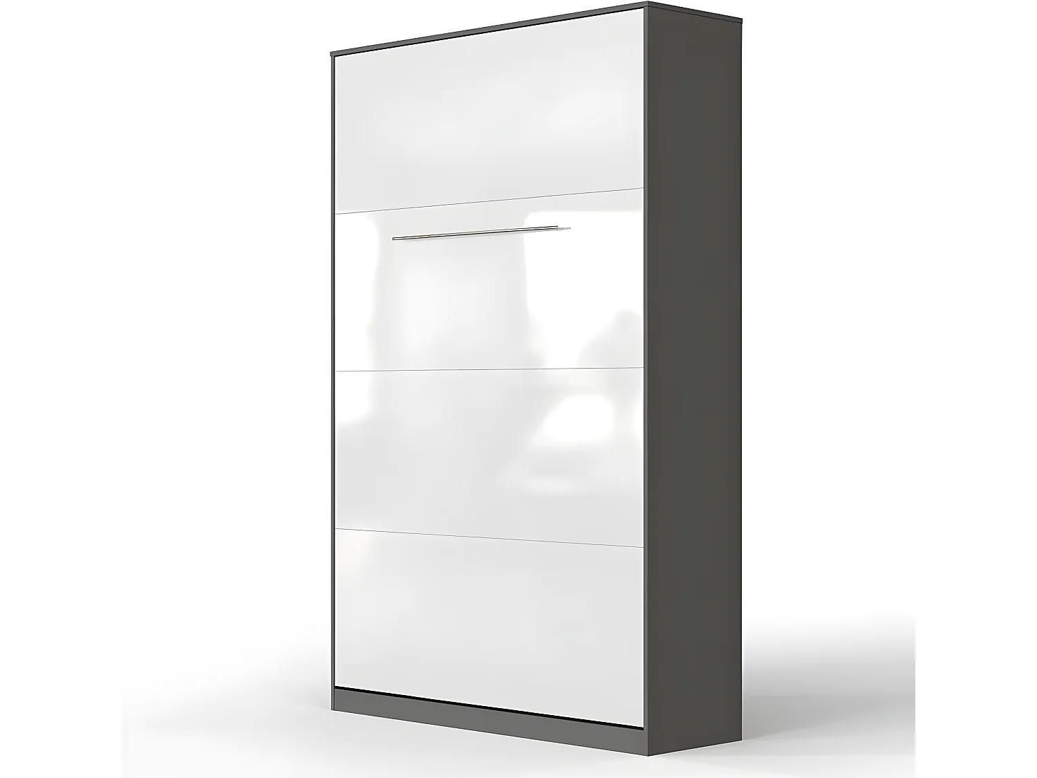 Armoire Lit escamotable 120x200cm Vertical Lit Rabattable Lit Mural Supérieur Anthracite/blanc brillant