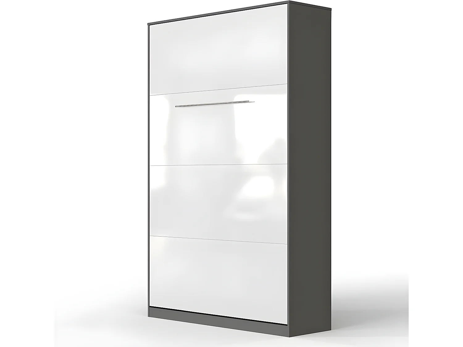 Armoire Lit escamotable 120x200cm Vertical Lit Rabattable Lit Mural Supérieur Anthracite/blanc brillant