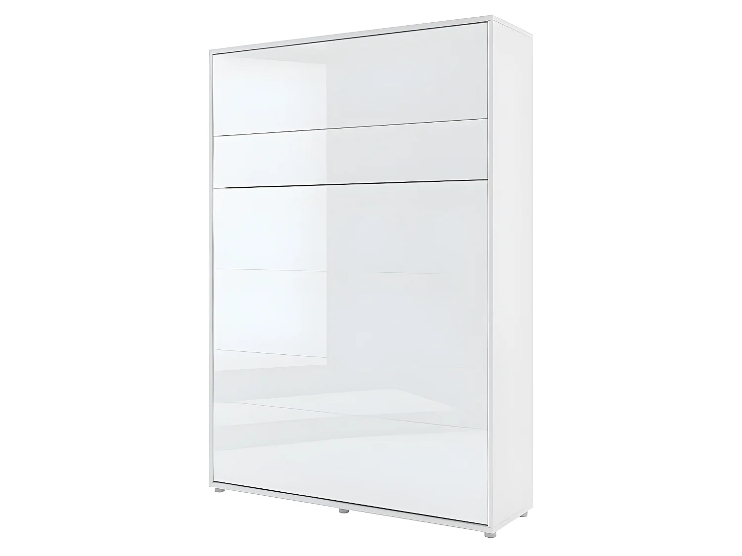 Lenart Armoire Lit escamotable +2 Placards tiroir Vertical 140x200 cm blanc brillant tiroir Lit Rabattable Lit Mural"Consus"