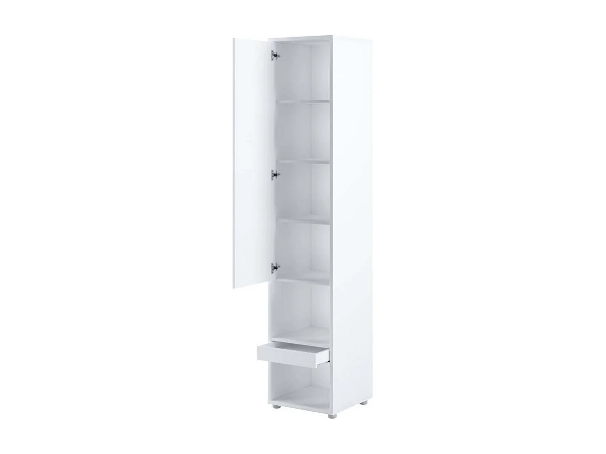Lenart Armoire Lit escamotable +2 Placards tiroir Vertical 140x200 cm blanc brillant tiroir Lit Rabattable Lit Mural"Consus"