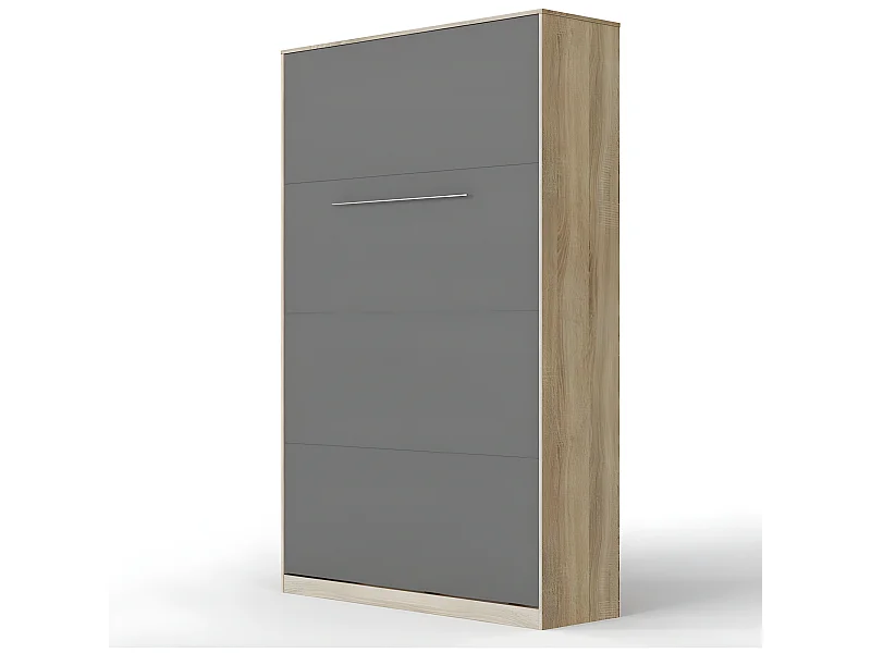 Armoire Lit escamotable 120x200cm Vertical Lit Rabattable Lit Mural Supérieur Chêne Sonoma/Anthracite
