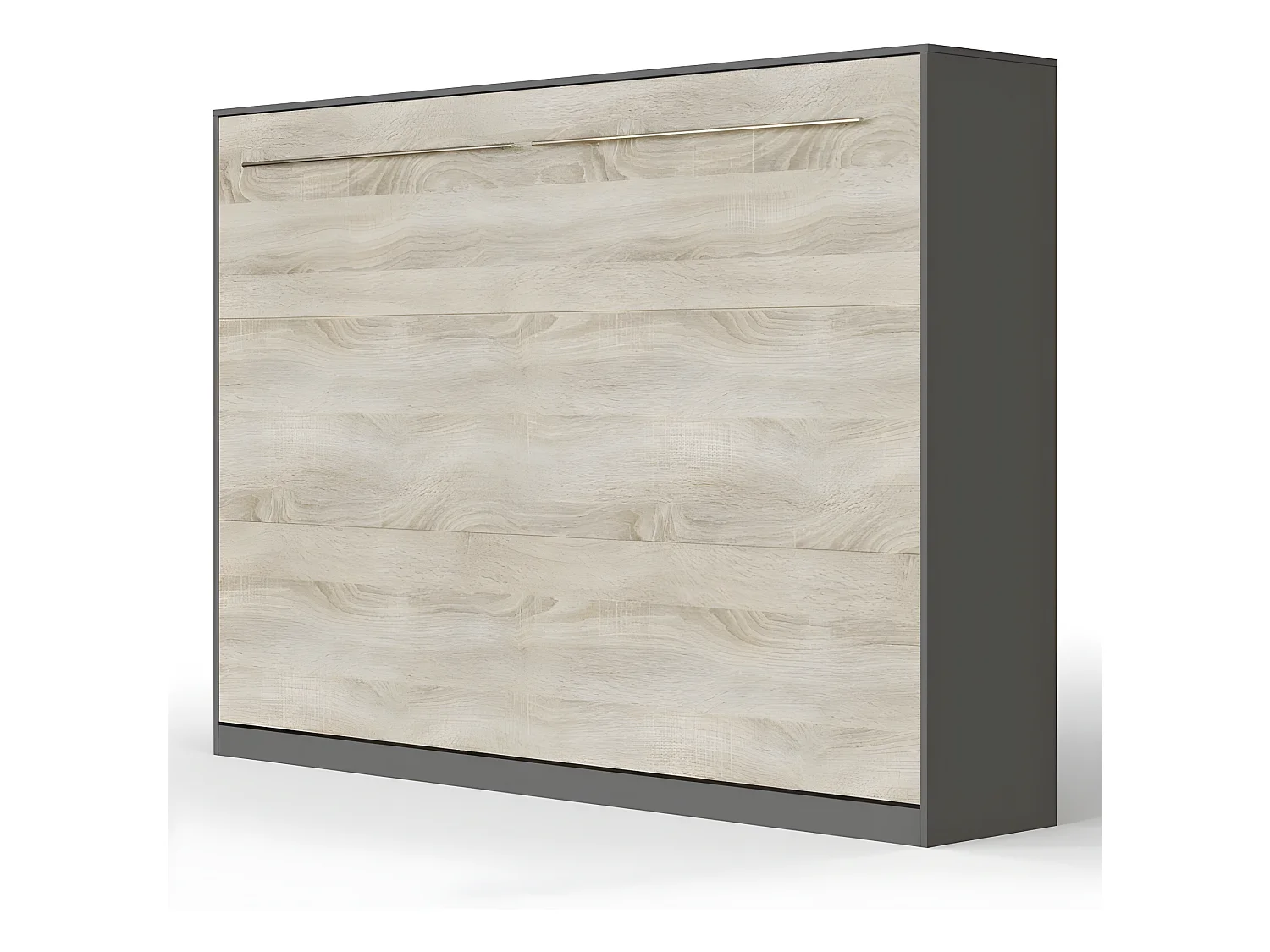 Armoire Lit escamotable 140x200cm Supérieur Horizontal Lit Rabattable Lit Mural Anthracite/Chêne Sonoma
