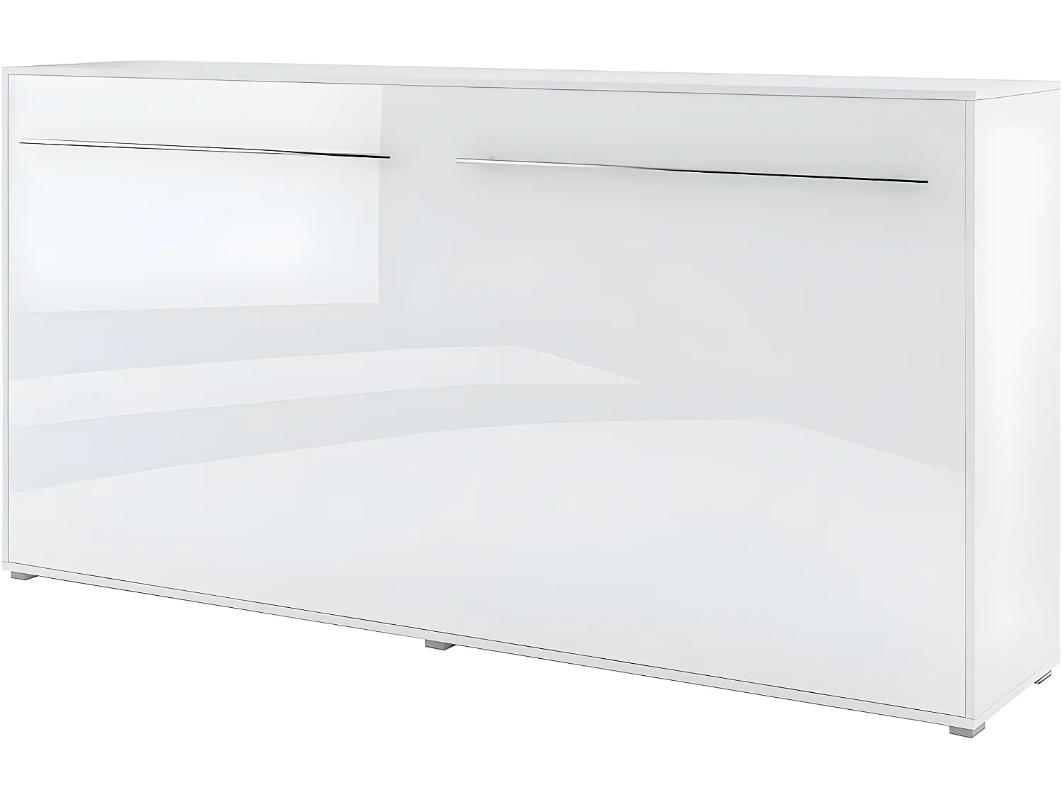 Lenart Armoire Lit escamotable Horizontal 140x200 cm Blanc brillant Lit Rabattable Lit Mural Consus pro