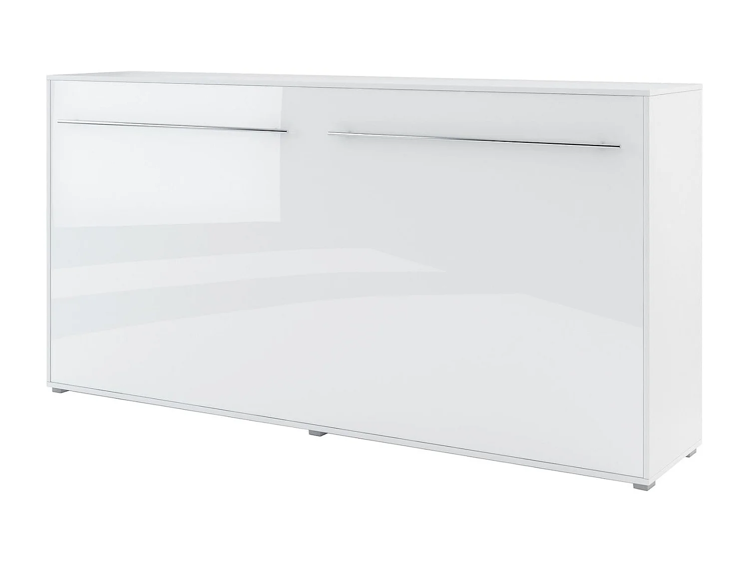 Lenart Armoire Lit escamotable Horizontal 140x200 cm Blanc brillant Lit Rabattable Lit Mural Consus pro
