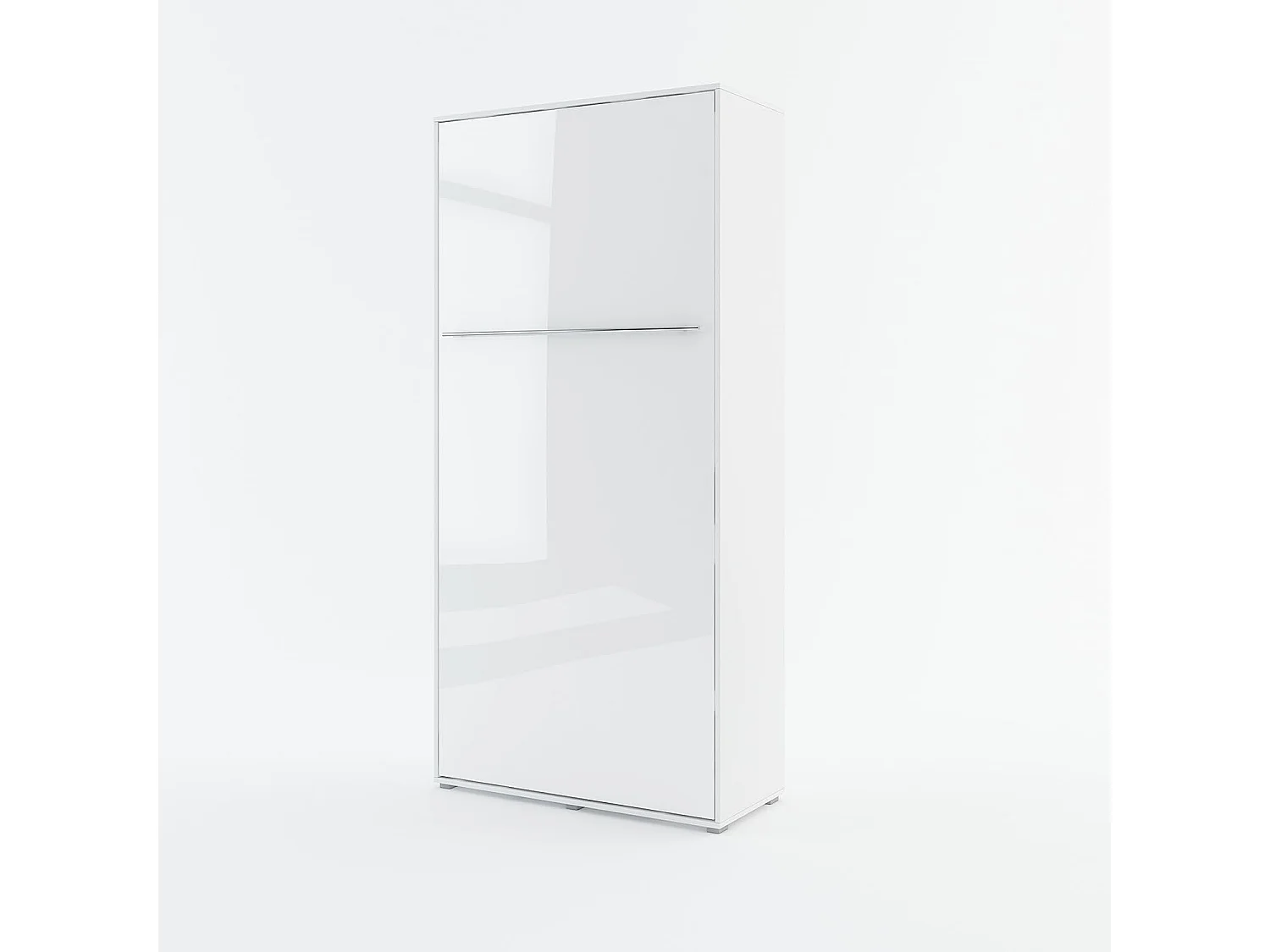Lenart Armoire Lit escamotable Vertical 90x200 cm Blanc brillant Lit Rabattable Lit Mural Consus pro