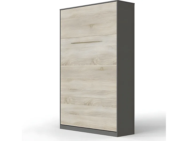 Armoire Lit escamotable 120x200cm Vertical Lit Rabattable Lit Mural Supérieur Anthracite/Chêne Sonoma