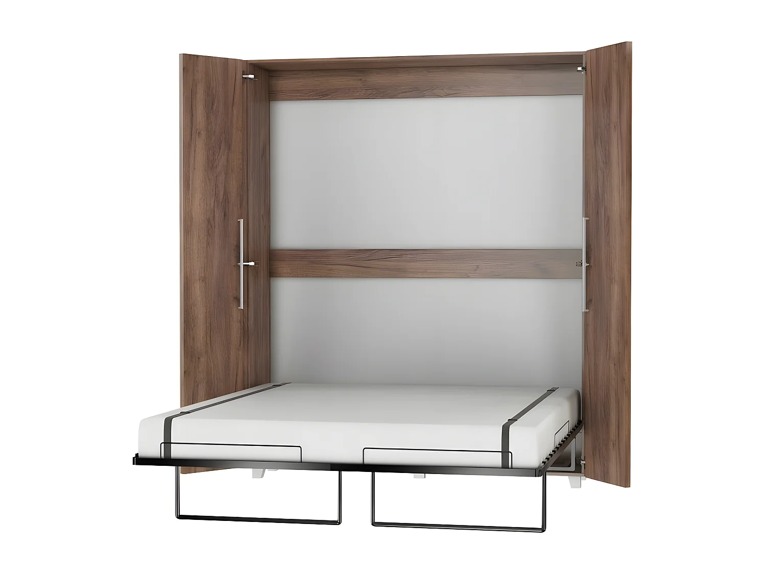 Armoire Lit escamotable Vertical 160x200 cm couleur Tabac foncé avec porte Lit Rabattable Lit Mural Todor