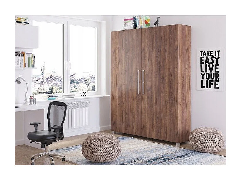 Armoire Lit escamotable Vertical 160x200 cm couleur Tabac foncé avec porte Lit Rabattable Lit Mural Todor
