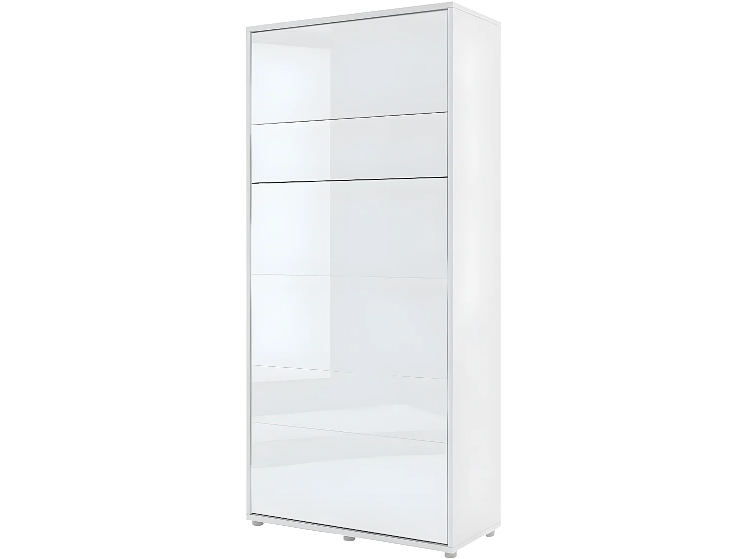 Lenart Armoire Lit escamotable +2 Placards tiroir Vertical 90x200 cm blanc brillant tiroir Lit Rabattable Lit Mural"Consus"