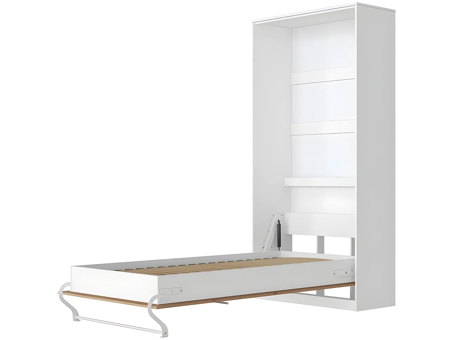 Armoire Lit escamotable 90x200cm Vertical Lit Rabattable Lit Mural Supérieur Blanc/Chêne Sauvage