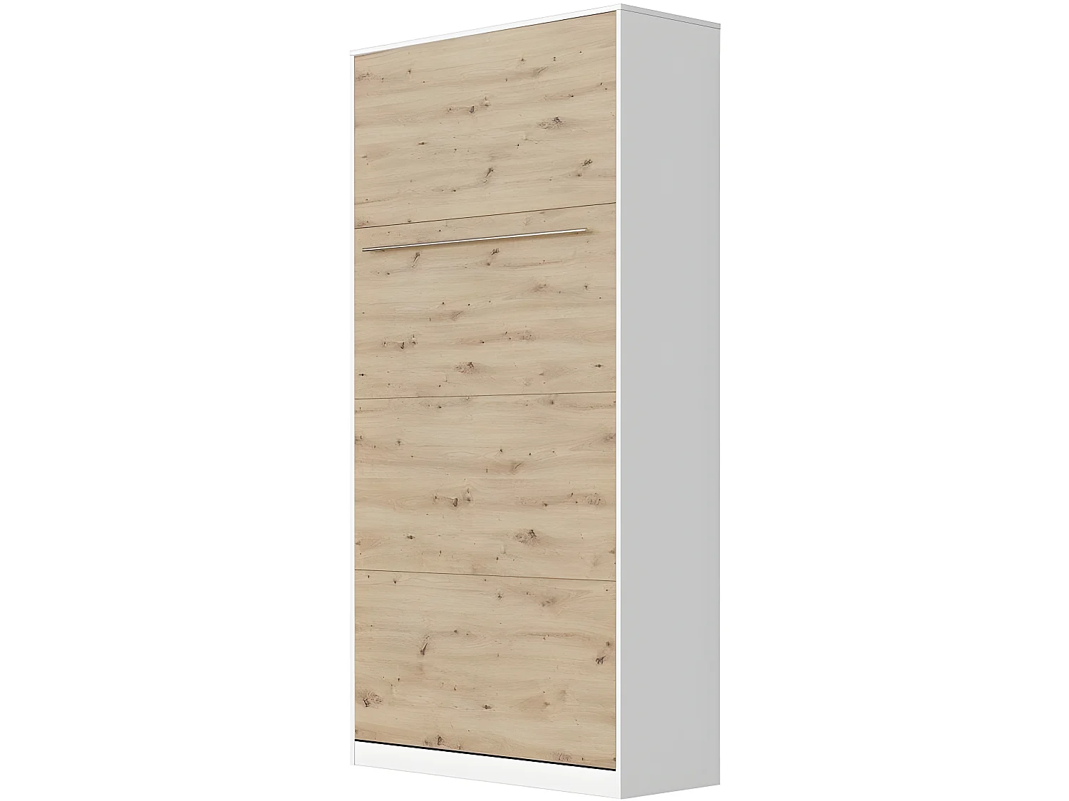 Armoire Lit escamotable 90x200cm Vertical Lit Rabattable Lit Mural Supérieur Blanc/Chêne Sauvage