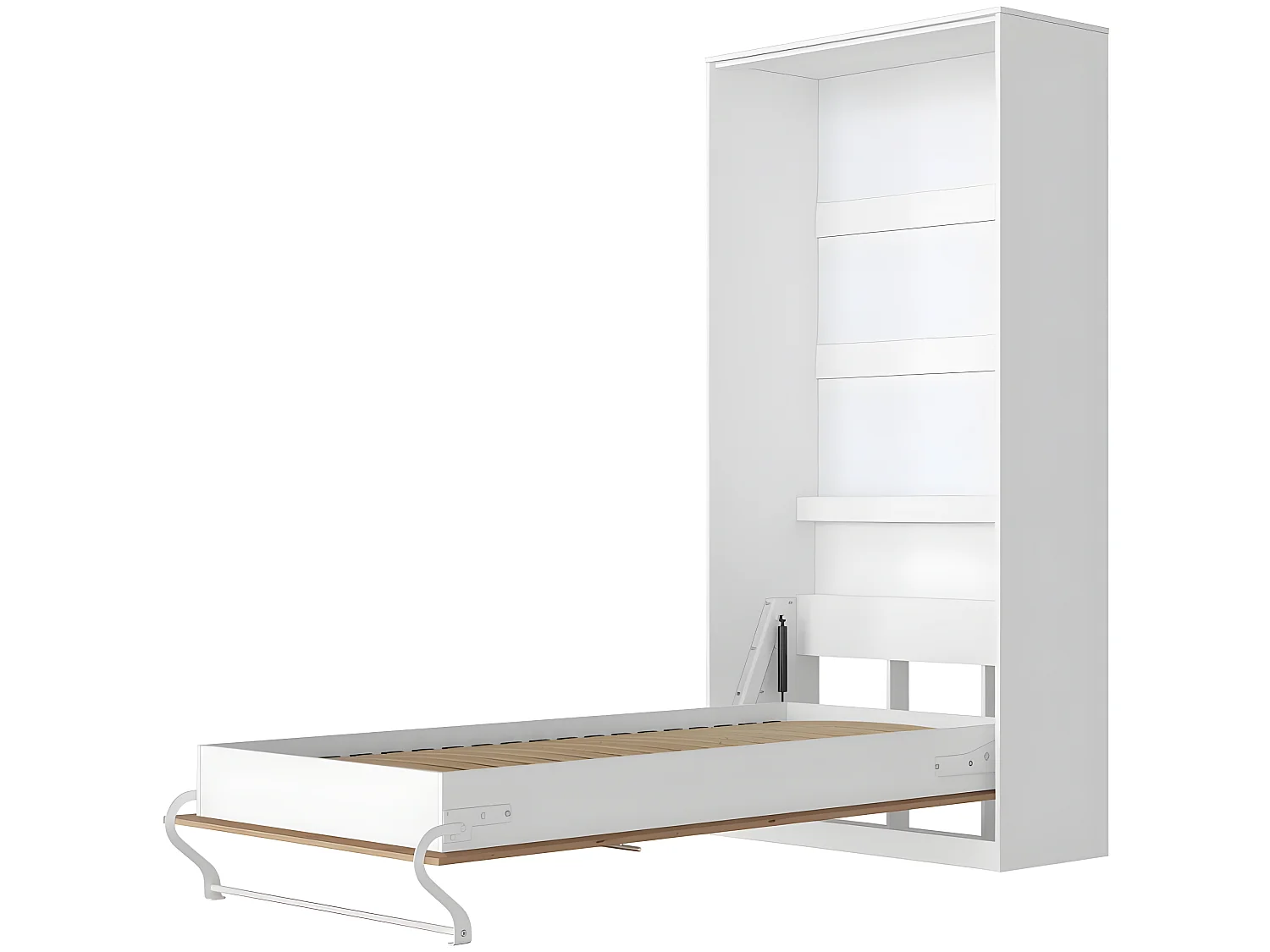 Armoire Lit escamotable 90x200cm Vertical Lit Rabattable Lit Mural Supérieur Blanc/Chêne Sauvage