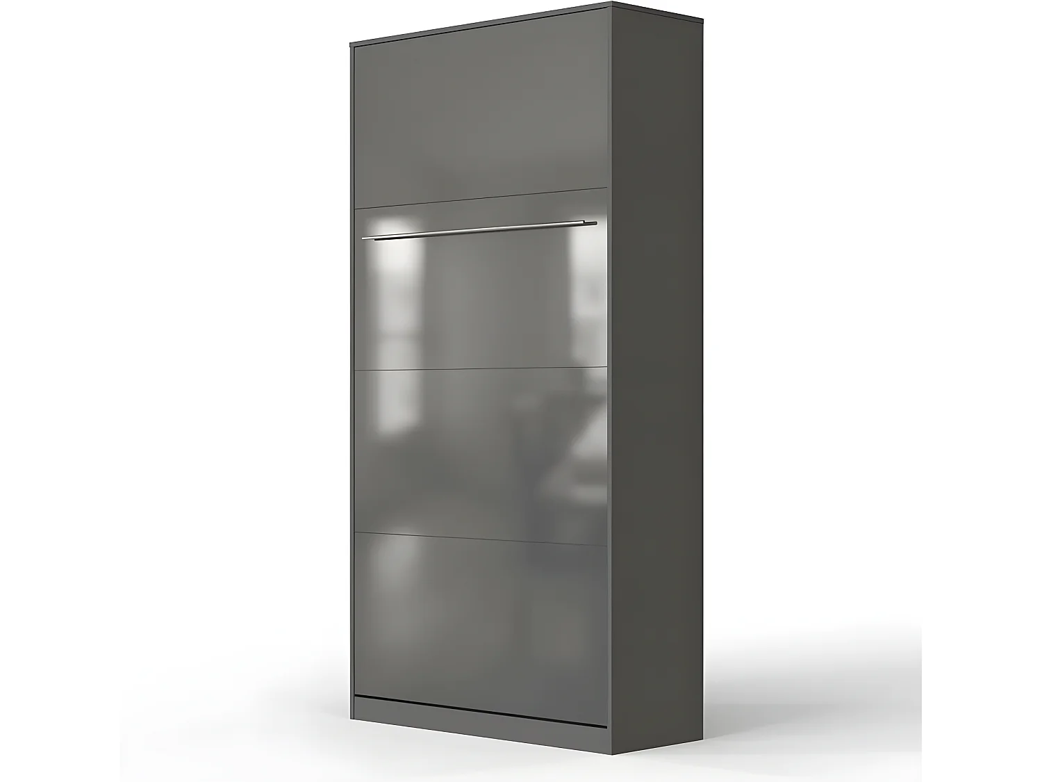 Armoire Lit escamotable 90x200cm Vertical Lit Rabattable Lit Mural Supérieur Anthracite/Anthracite brillant