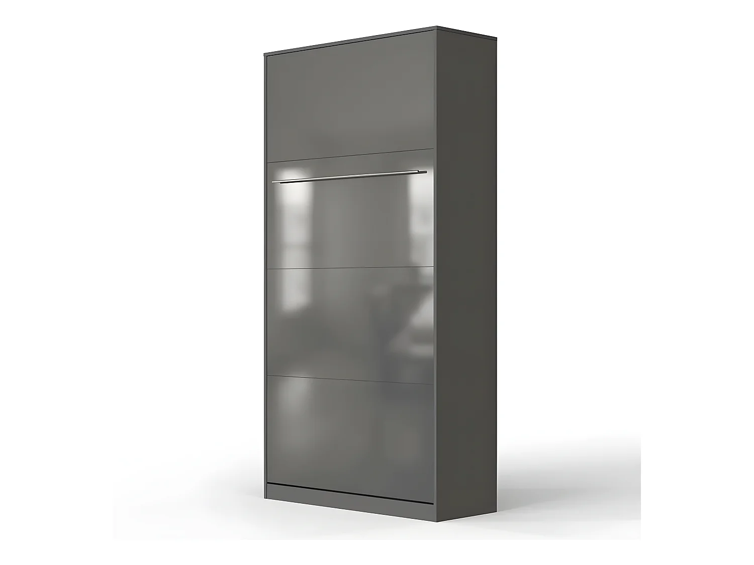 Armoire Lit escamotable 90x200cm Vertical Lit Rabattable Lit Mural Supérieur Anthracite/Anthracite brillant