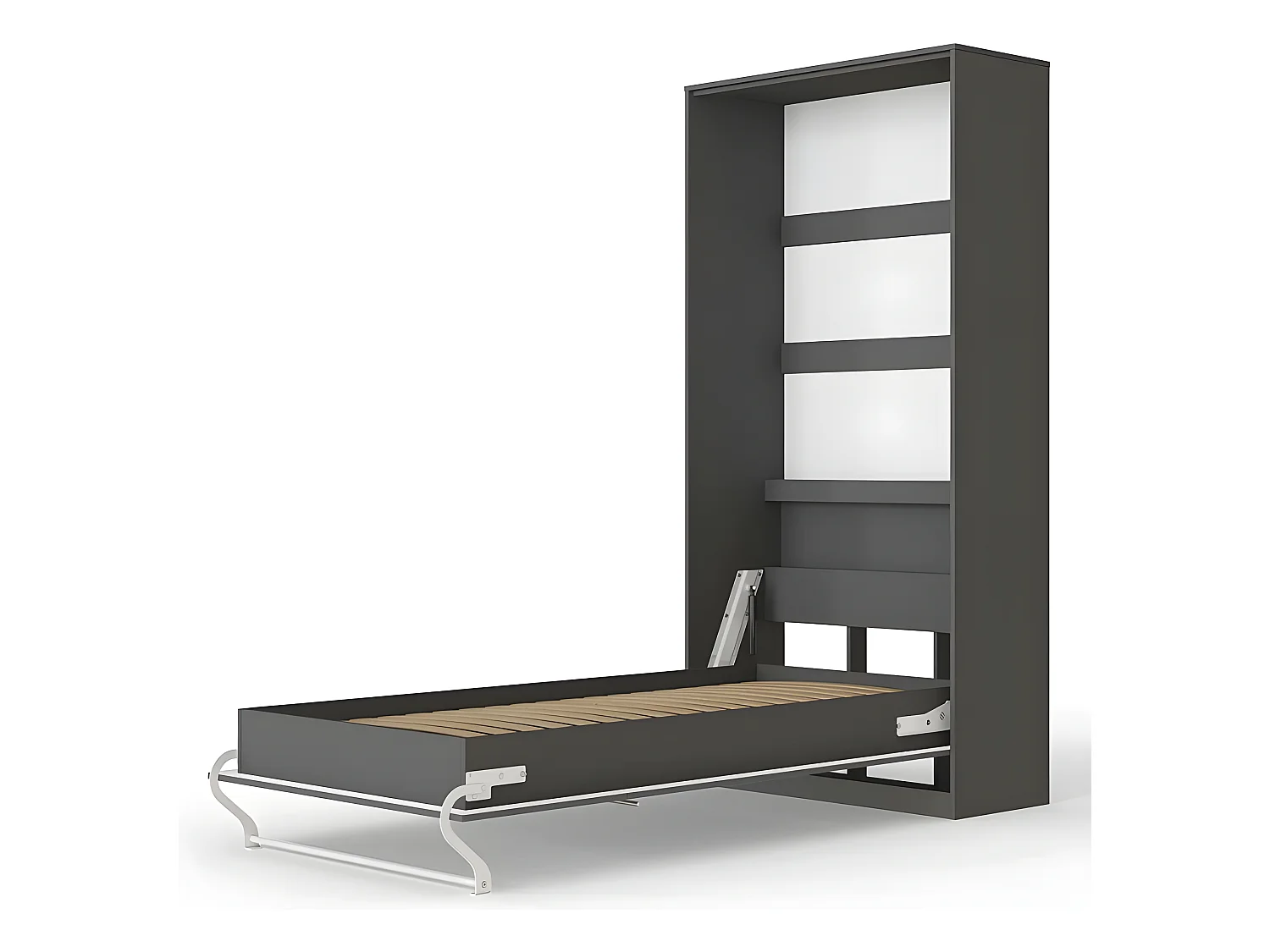 Armoire Lit escamotable 90x200cm Vertical Lit Rabattable Lit Mural Supérieur Anthracite/Anthracite brillant