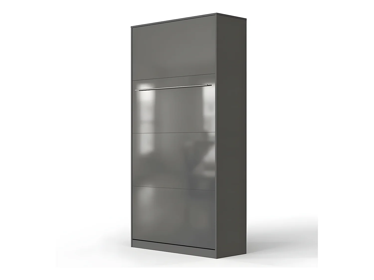 Armoire Lit escamotable 90x200cm Vertical Lit Rabattable Lit Mural Supérieur Anthracite/Anthracite brillant